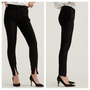 Lucky Brand Jeans 6 28 Bridgette High Rise Skinny Black Velvet Split Hem Stretch